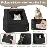 Portable Cat Travel Litter Box with Lid and 10 Pcs Disposable Liner - BLACK XL - image 4