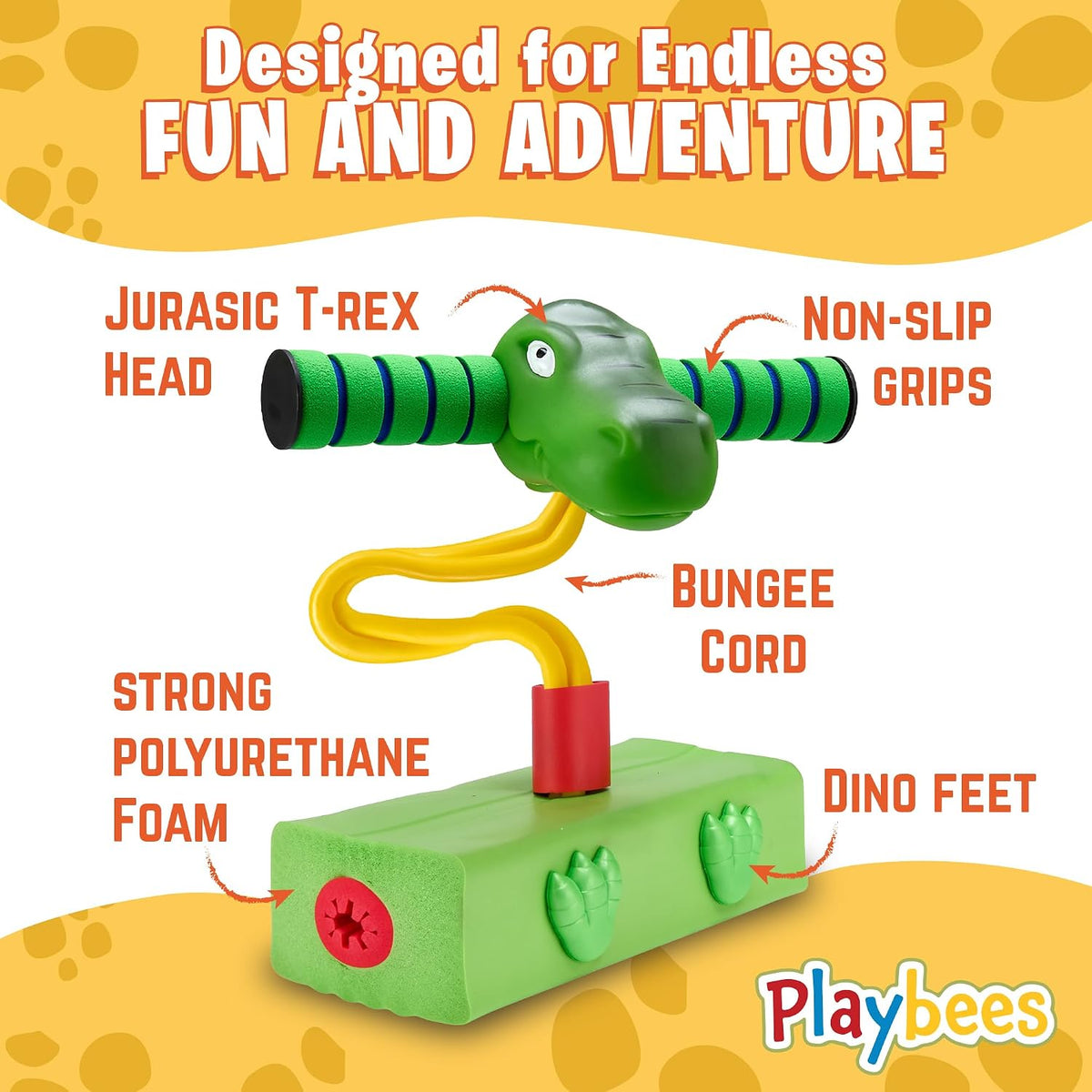 Playbees foam pogo stick for kids with soft dinosaur head and claws - view 8