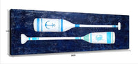 Yihui Arts Coastal Canvas Wall Art - Navy Blue and White Oar Painting for Bedroom Bathroom Decor