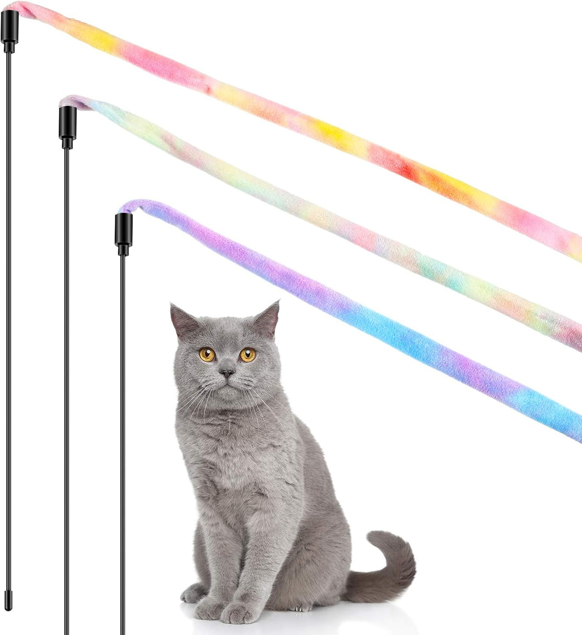 Sumind 3 Pieces Jungle Cat Wand Toys - Rainbow Color