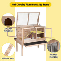 Aivituvin 2-Story Natural Wood Guinea Pig Cage Rabbit Hutch Indoor - image 2