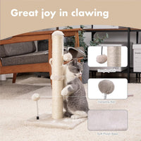 MECOOL 34” Tall Cat Scratching Post Premium Basics Kitten Scratcher - 22 inches for kitten / Beige - image 2