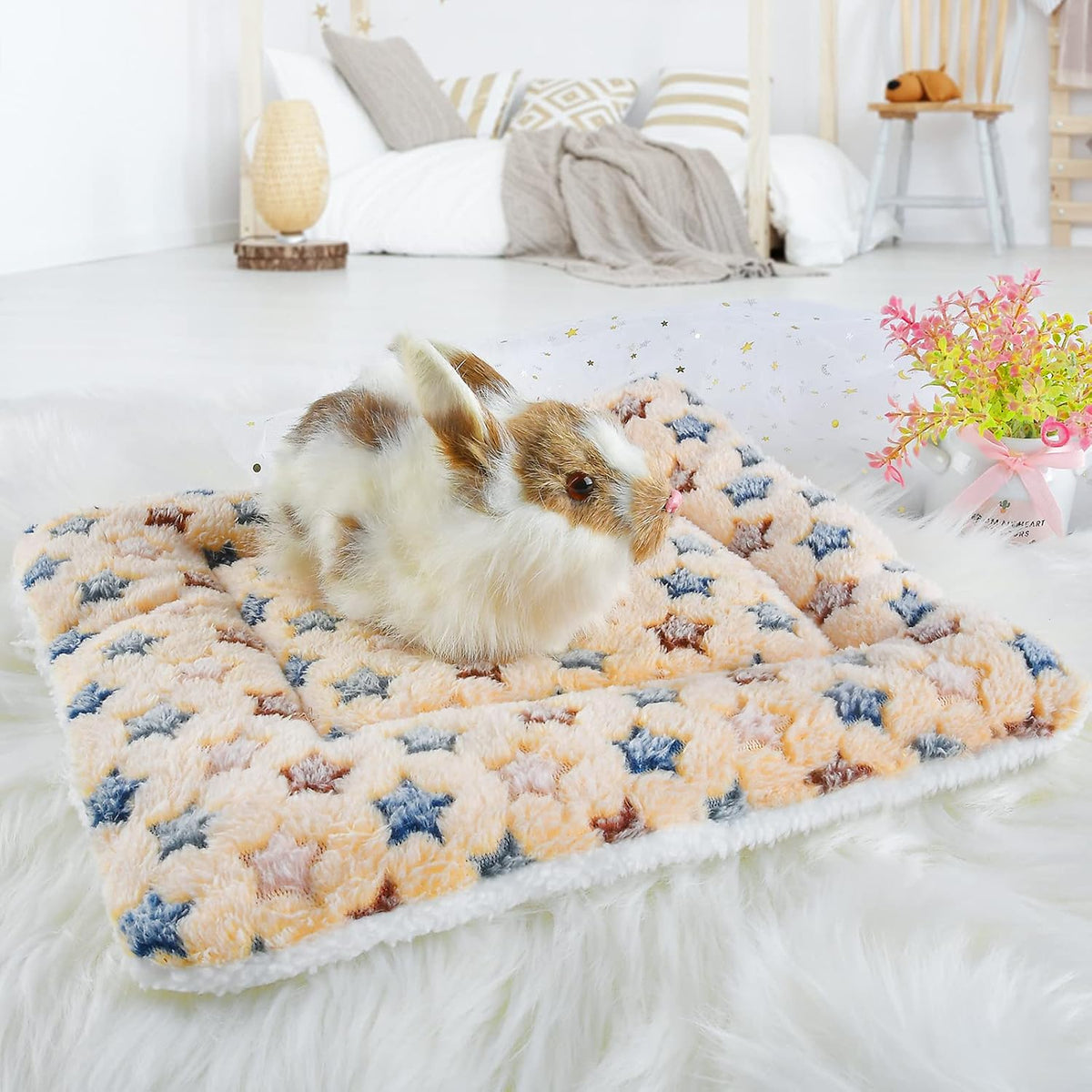 Small Animal Bed Mat, Soft & Warm, Suitable for Guinea Pig - X-Large(13.3''x9.4'') / Star Brown - image 2