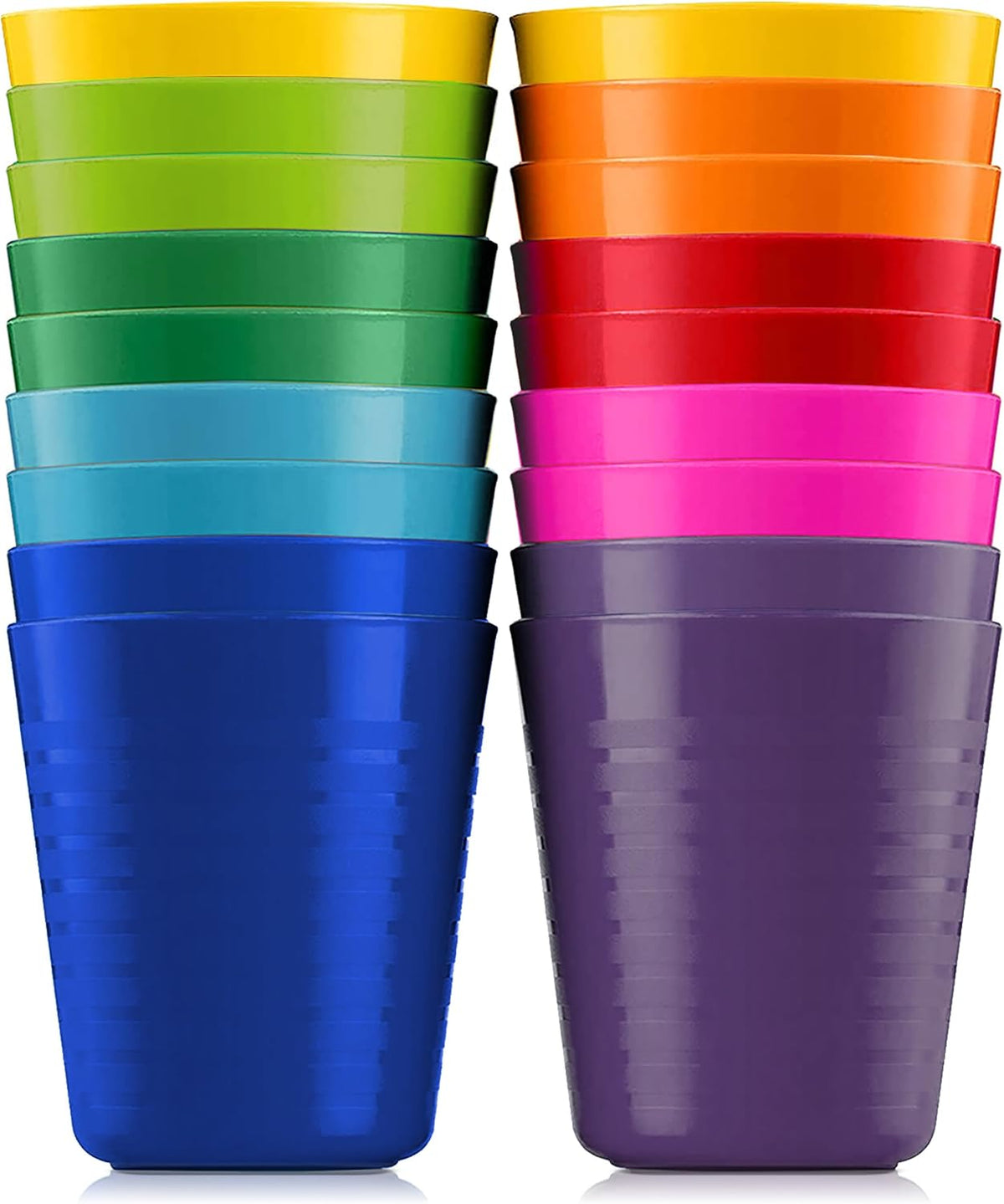 PLASKIDY Kids Cups, Set of 18 Plastic Toddler Drinking Cups - Small