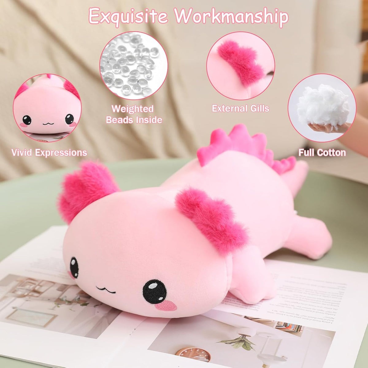 SQEQE Weighted Black Cat Plush - Axolotl / Large(23.6 Inch) - image 3