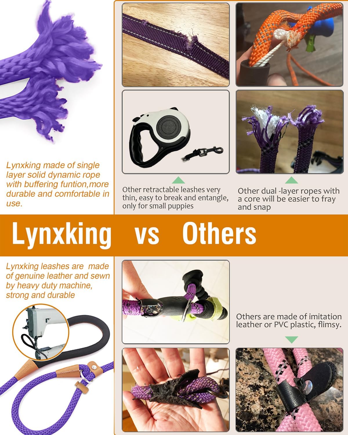 Dog Leash Slip Lead Braided Rope Pet Training Loop Leashes 5ft 6ft 8ft – Essentials for Dogs - Purple / Slip Lead-3/8in x 6ft Small - image 3