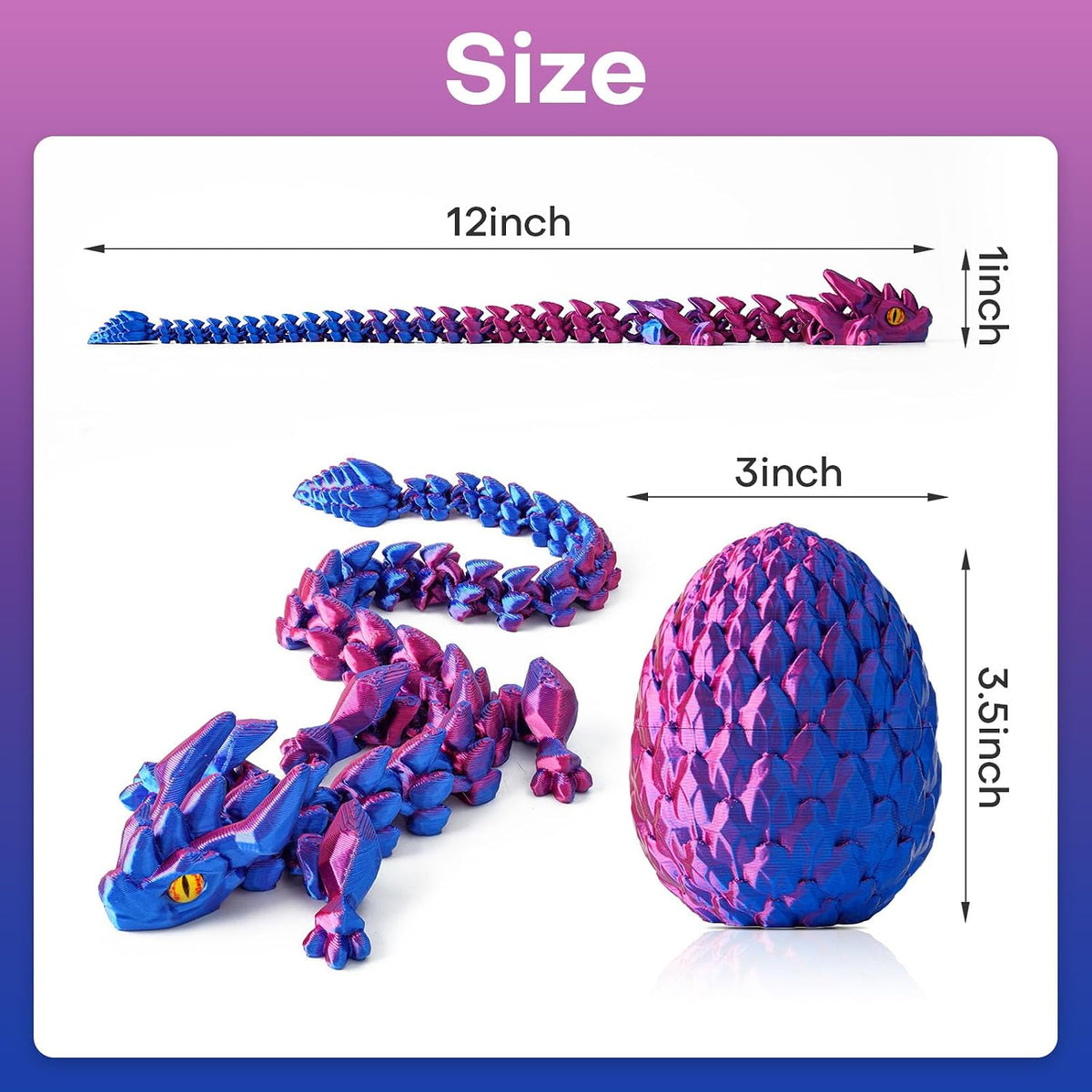 3D Printed Dragon Eggs with Dragon Inside - Laser Purple - image 2