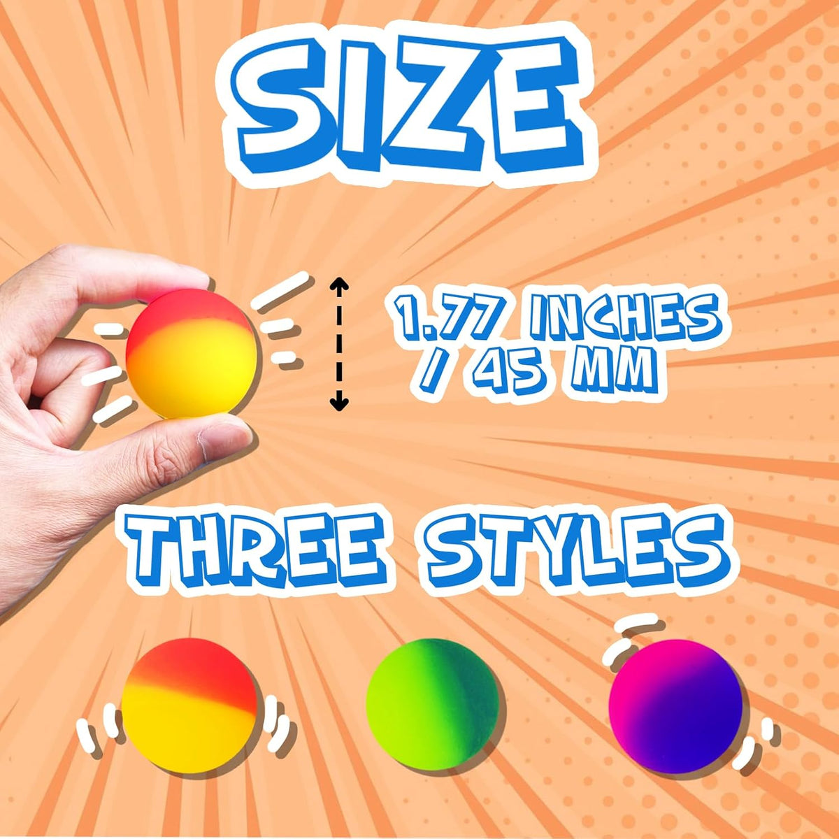 Whkvnng 24 jumbo 45mm bouncy balls for kids in bright assorted colors - view 2