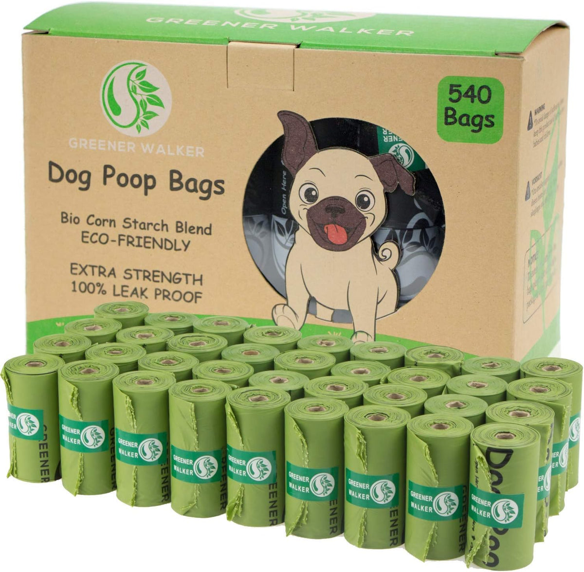 Greener Walker Poop Bags for Dog Waste-540 Bags - Green / 1 Count (Pack of 540)