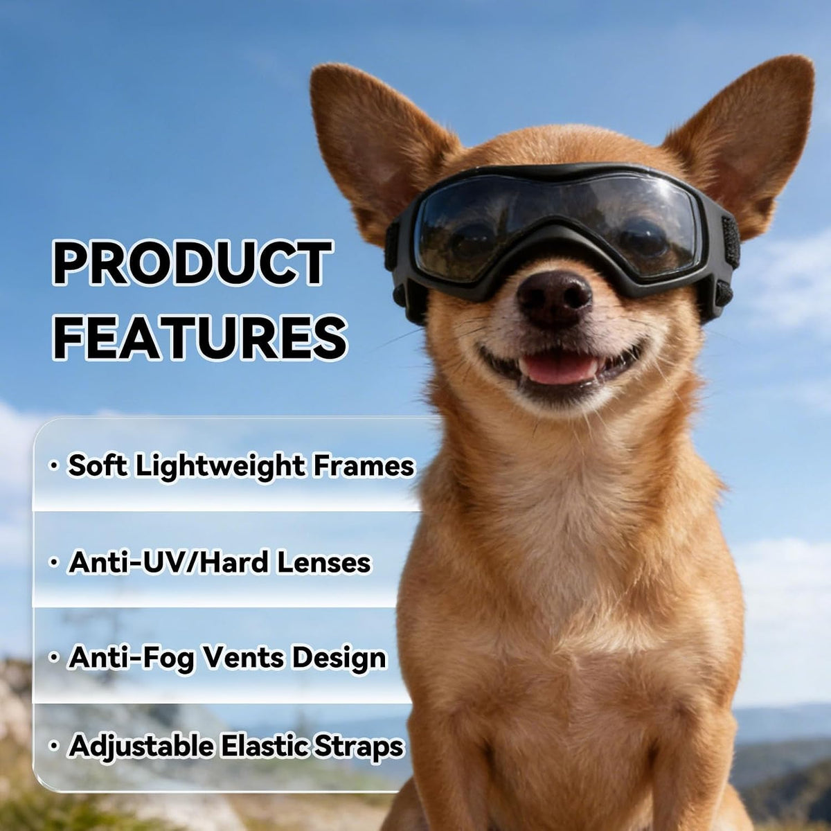 Medium Clear Dog Goggles Eye Protection - Trendy Black / Small - image 2