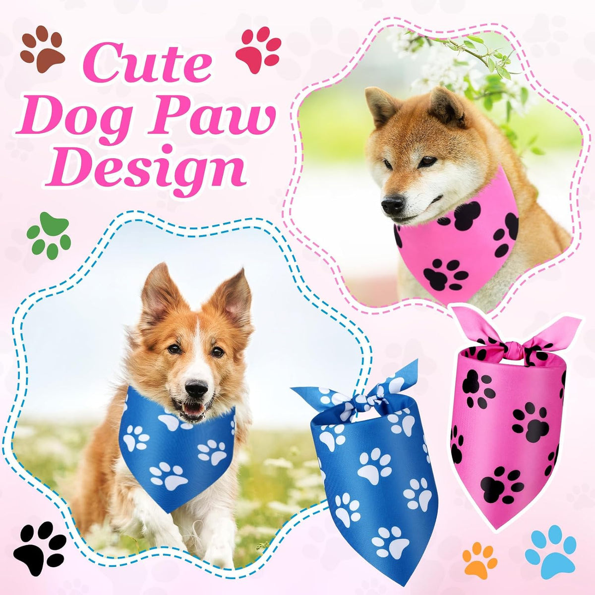 Abbylike 100 Pcs Fall Thanksgiving Dog Bandanas Bulk - Paw Print / 25.6 x 17.7 x 17.7 Inch - image 4