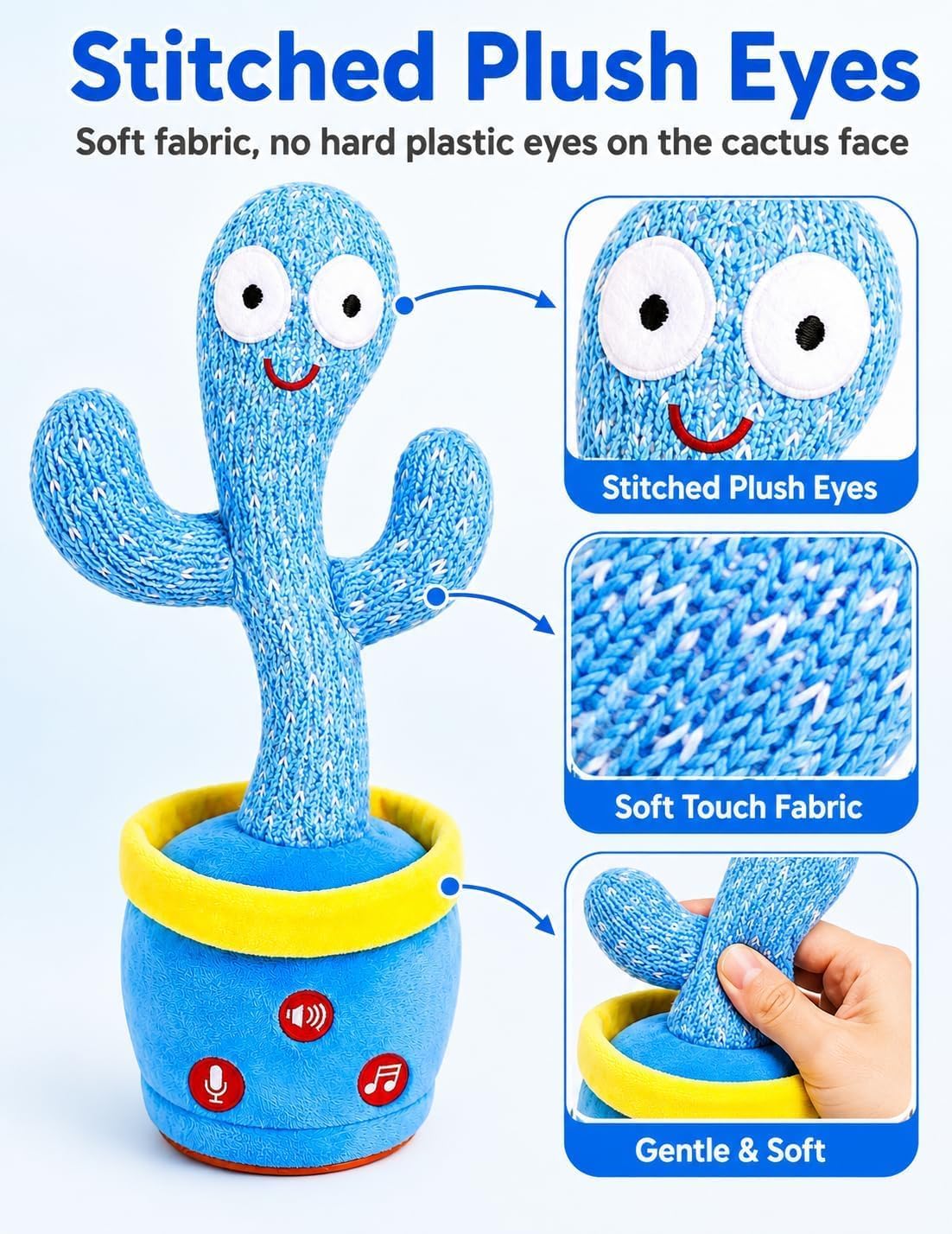 Rechargeable Dancing Talking Cactus Toy - Blue - image 4