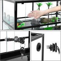 REPTIZOO 50 Gallon Large Turtle Tank Aquarium, 36"×18"×18" Tortoise Habitat Water-Land Ecological Turtle Tank with Drainage System Aquatic Aquarium, Terrarium for Tree Frogs, Salamanders