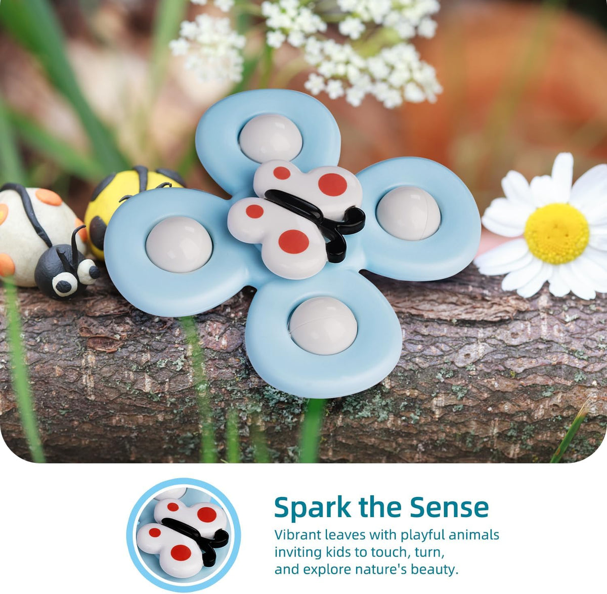 LiKee Strong Suction Cup Fidget Rotating Sensory Bath Toys for Baby - Insect-2 - image 4