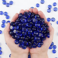 2.16LB Glass Beads Vase Filler Aquarium Gravel Decor Flat Glass Marbles Gems Pebbles Fish Tank Rocks Home Decorative Art Craft - Cobalt Blue