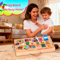 UdoUto Montessori Wooden Busy Board for Toddlers with LED Lights - My Busy Home Busy Board - image 4