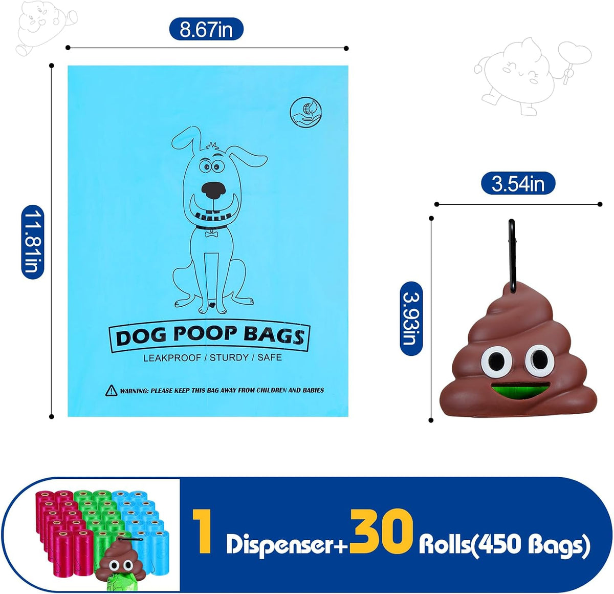 Letalong Dog Poop Bag With Holder - 30 Rolls - image 2
