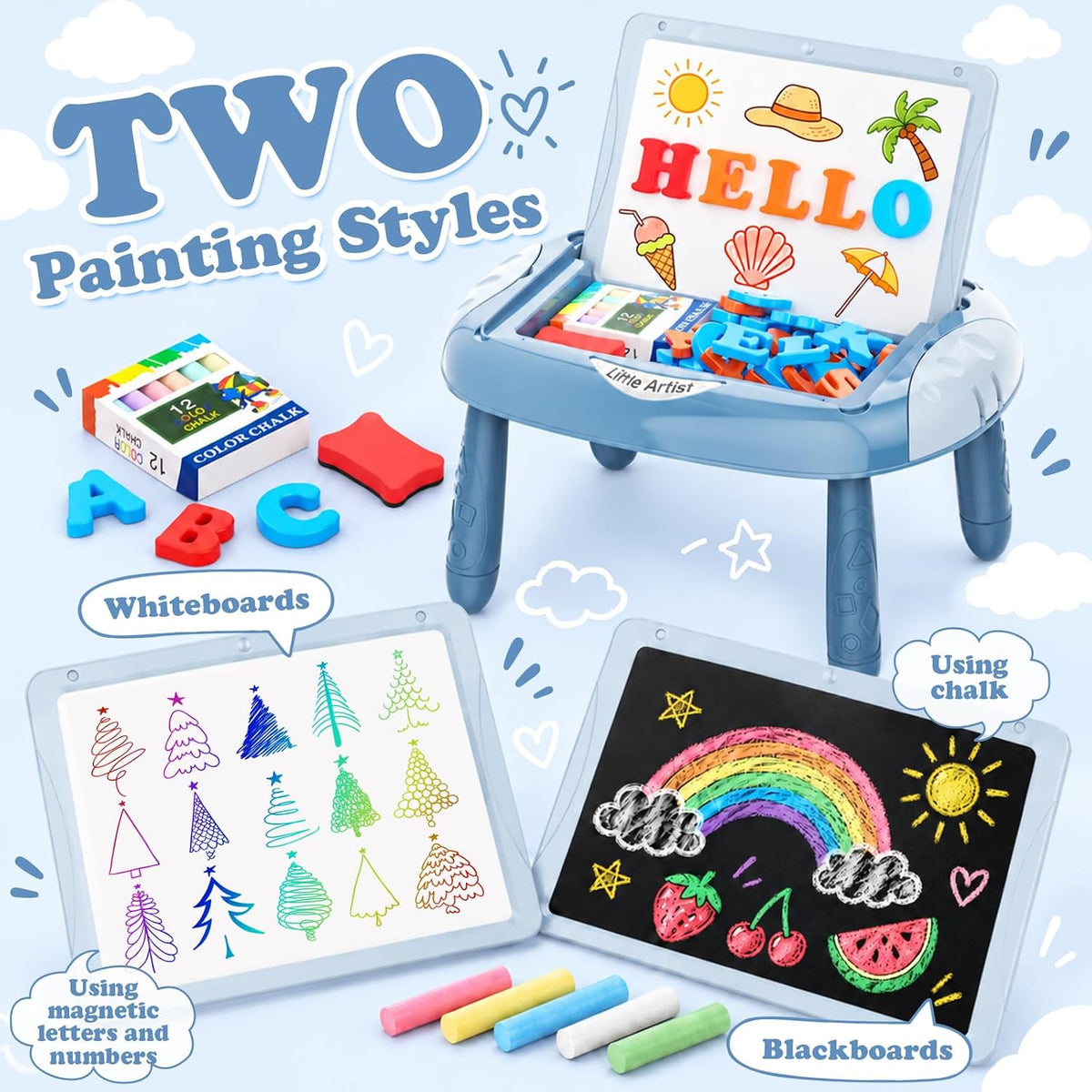 Cokzer Magnetic Drawing Board - Pale Blue - image 2