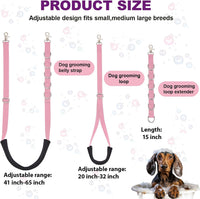 Dog Grooming Belly Strap - 3PCS Grooming Restraint Set Adjustable Belly Band Loops Strap - Light Pink - image 2