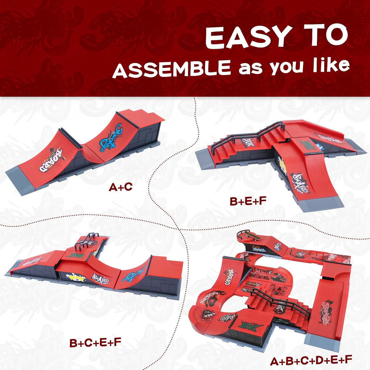 Gr8ware 6-in-1 fingerboard skate park with half pipe ramp and mini finger skateboards - view 7