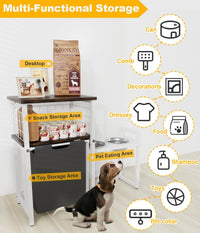 30.6Long x 26.2 High Elevated Dog Bowl Stand with Storage - White - image 3