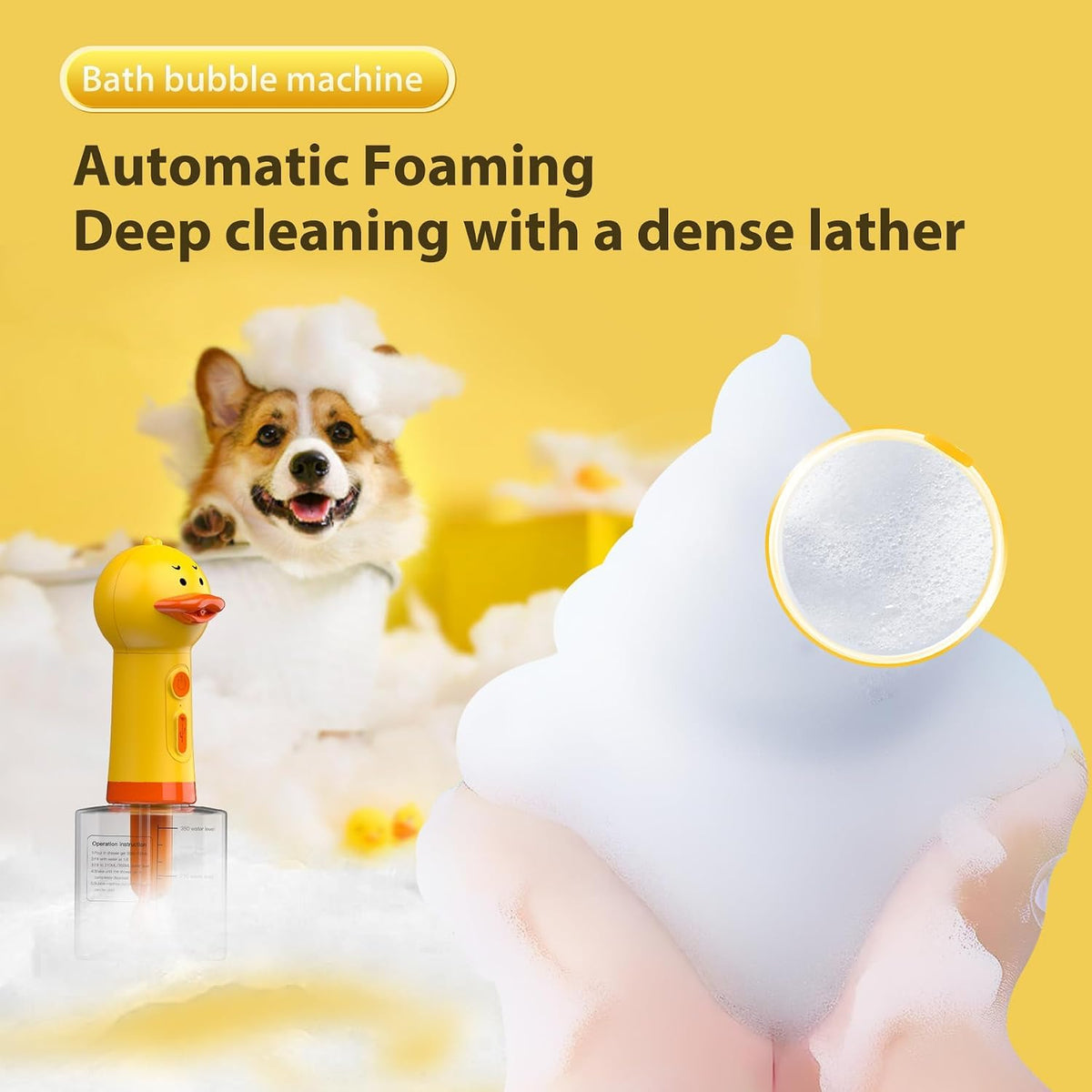 Electric Dog Shampoo Dispenser & Foam Sprayer - Yellow Duck - image 3