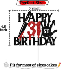 Black glitter Killer Happy 13th Birthday cake topper for a horror Halloween party - view 30