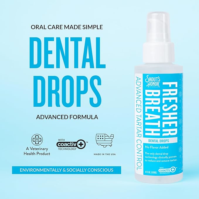 SKOUT'S HONOR Advanced Dental Drops - Fights Plaque and Tartar, Freshens Breath Fast, No Brushing Required, 4oz, 2-Pack