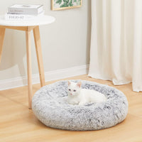 Calming Fluffy Donut Dog Bed for Large Dogs, 36" Round - 23.0"L x 23.0"W x 7.0"Th / Dark Grey - image 2