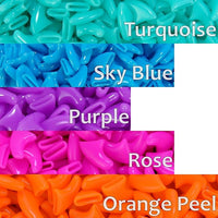 zetpo 100 pcs Cat Nail Caps | Cat Claw Covers | with Adhesives and Applicators (L, Turquoise, Sky Blue, Purple, Rose, Orange Peel)