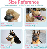 LUCKYPAW Dog Muzzle, Mesh Muzzle for Large Medium Small Dogs, Soft Mouth Guard for Biting Chewing, Breathable Mouth Guard with Adjustable Strap for Training(Black, L(Snout:9.75"-11"))
