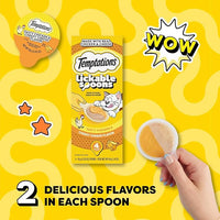 Temptations Lickable Spoons Adult Wet Cat Treat, Tasty Chicken and Cheesy Cheese Flavor, 4 Spoons, Pack of 24 (96 Total)