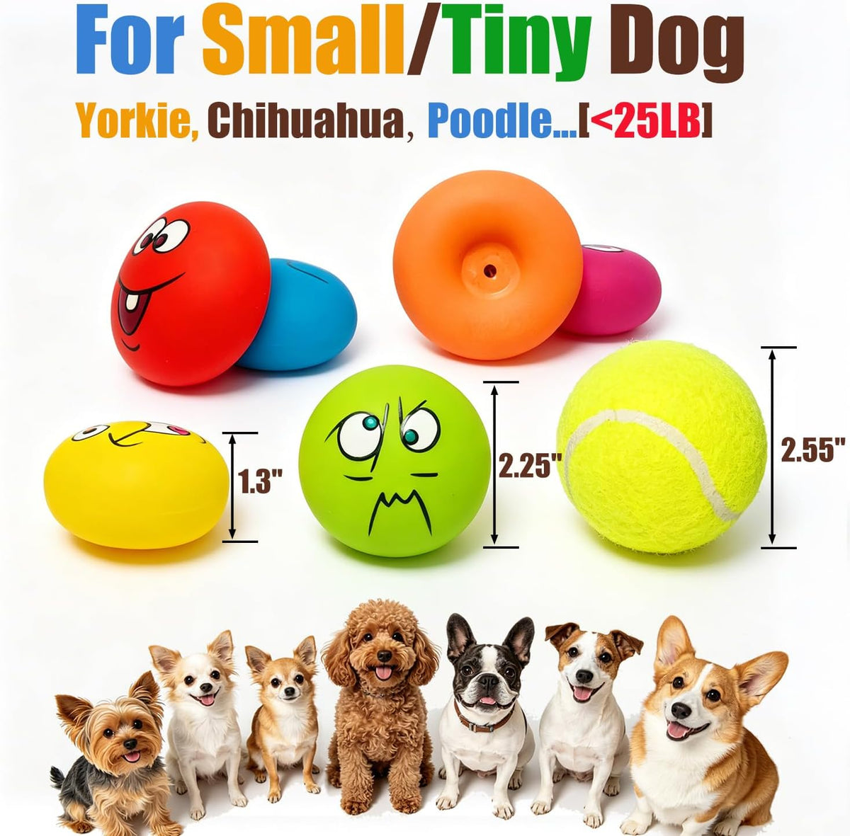 Latex Squeaky Dog Toys for Small Dogs, Mini Breed - Burger Shape Assorted Color / Small - image 2