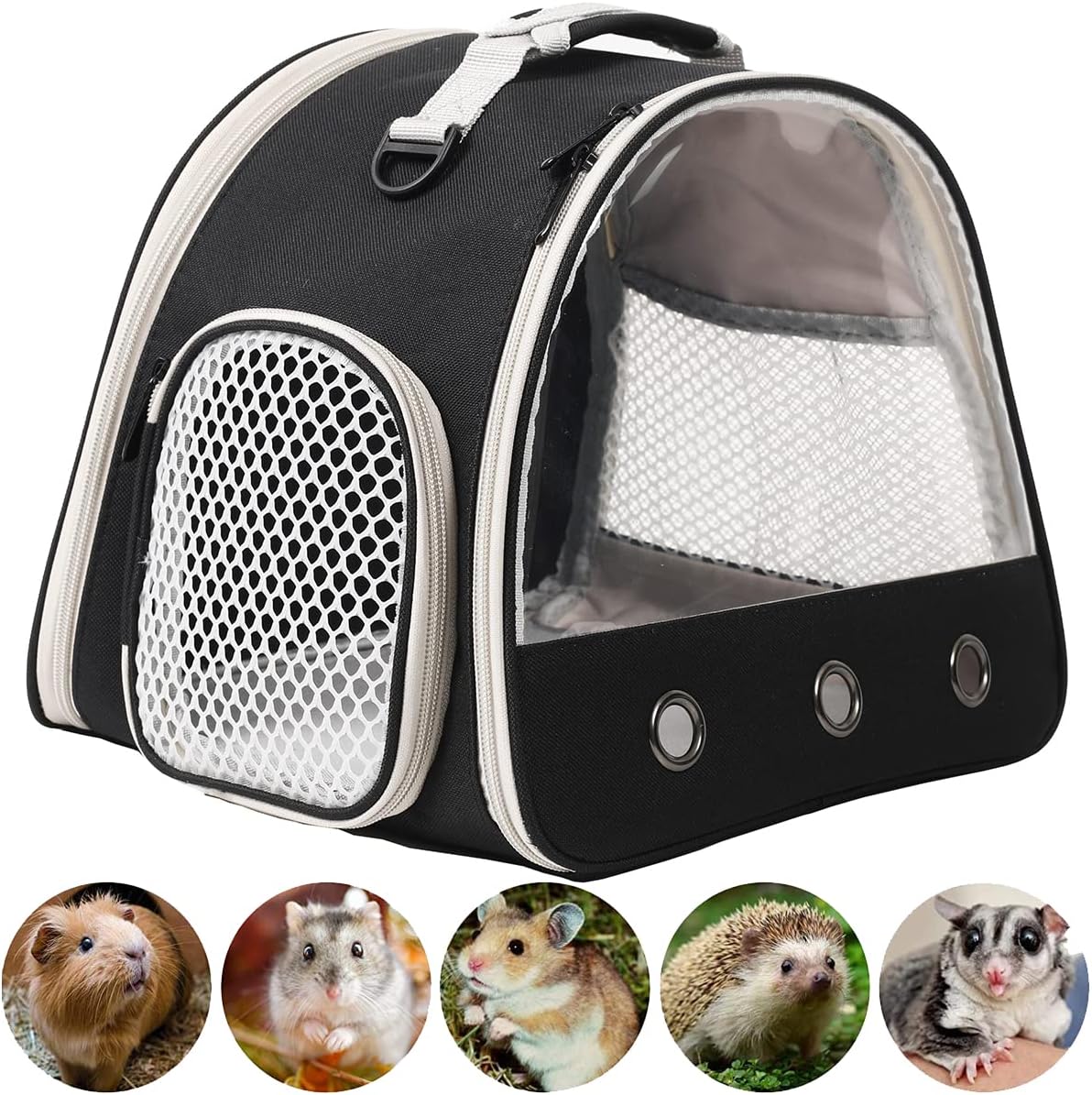 Bearded Dragon Travel Backpack with Harness and Leash Set - Black / Carrier+LSH Grey - image 2