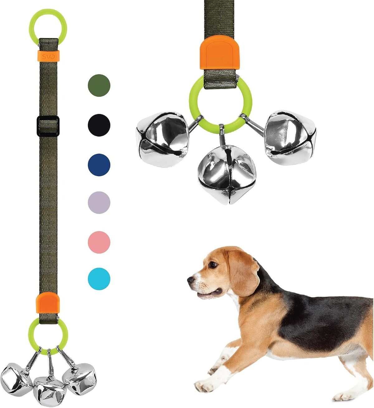 Dog Door Bell with Hanging Ring - One Dog Bell / Army Green