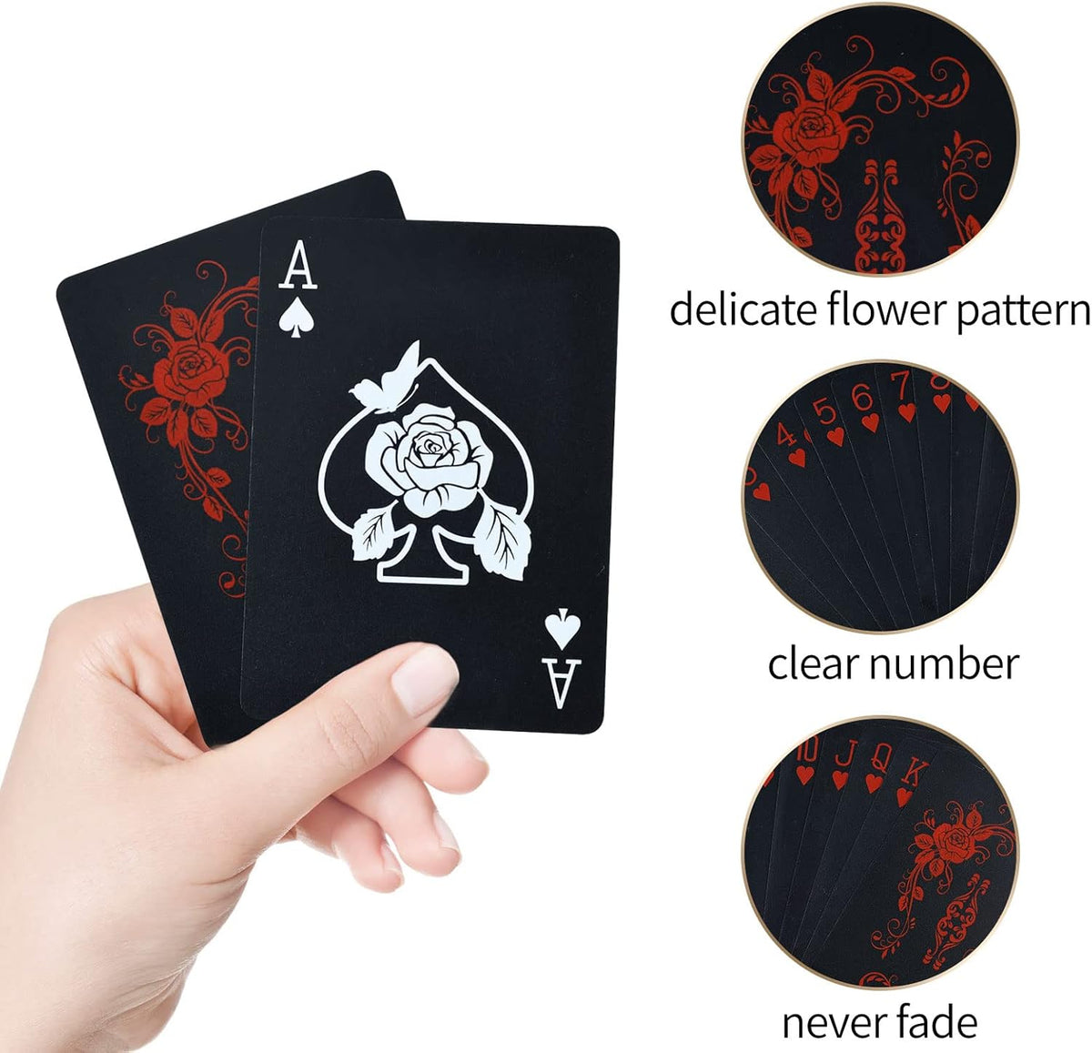joyoldelf Playing Cards, Waterproof Deck of Cards with Unique Pattern & Flower Backing, PVC Poker - image 3