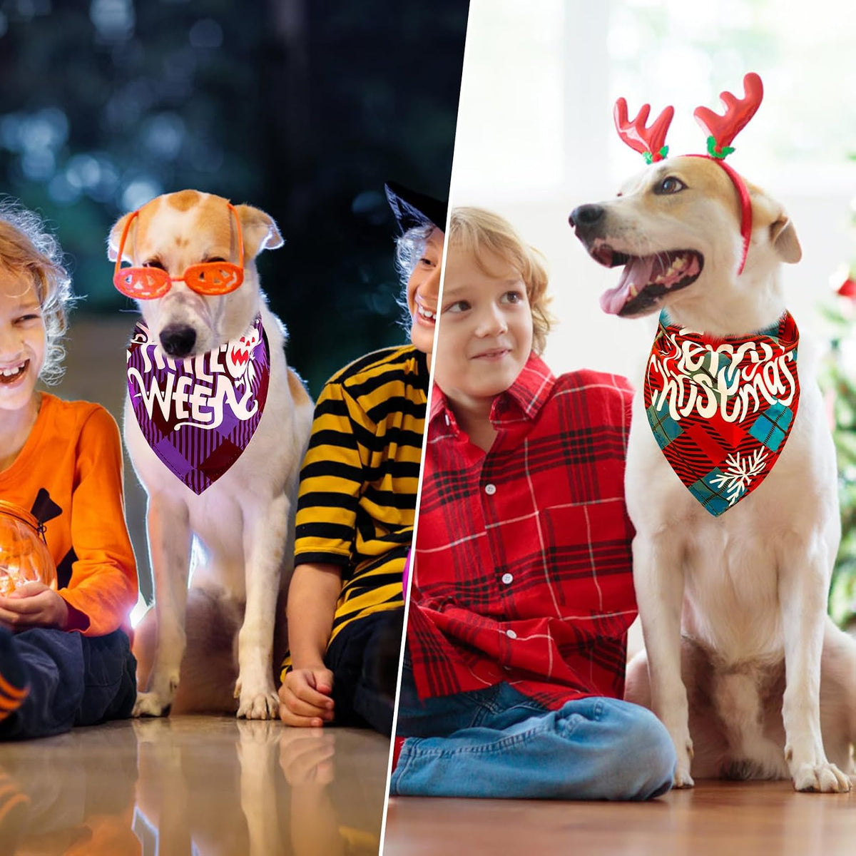 PAWCHIE Holiday Dog Bandanas 10 Packs - Holiday-Plaid(10 Pcs) - image 3