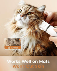 oneisall Cat Grooming Kit, 3 in 1 Quiet Cat Clippers for Thick Matted Paw Hair Trimmer, Heavy Coat Butt Shaver Cordless Pet Clippers Fur Trimmer for Dogs and Other Small Animals at Home Travel