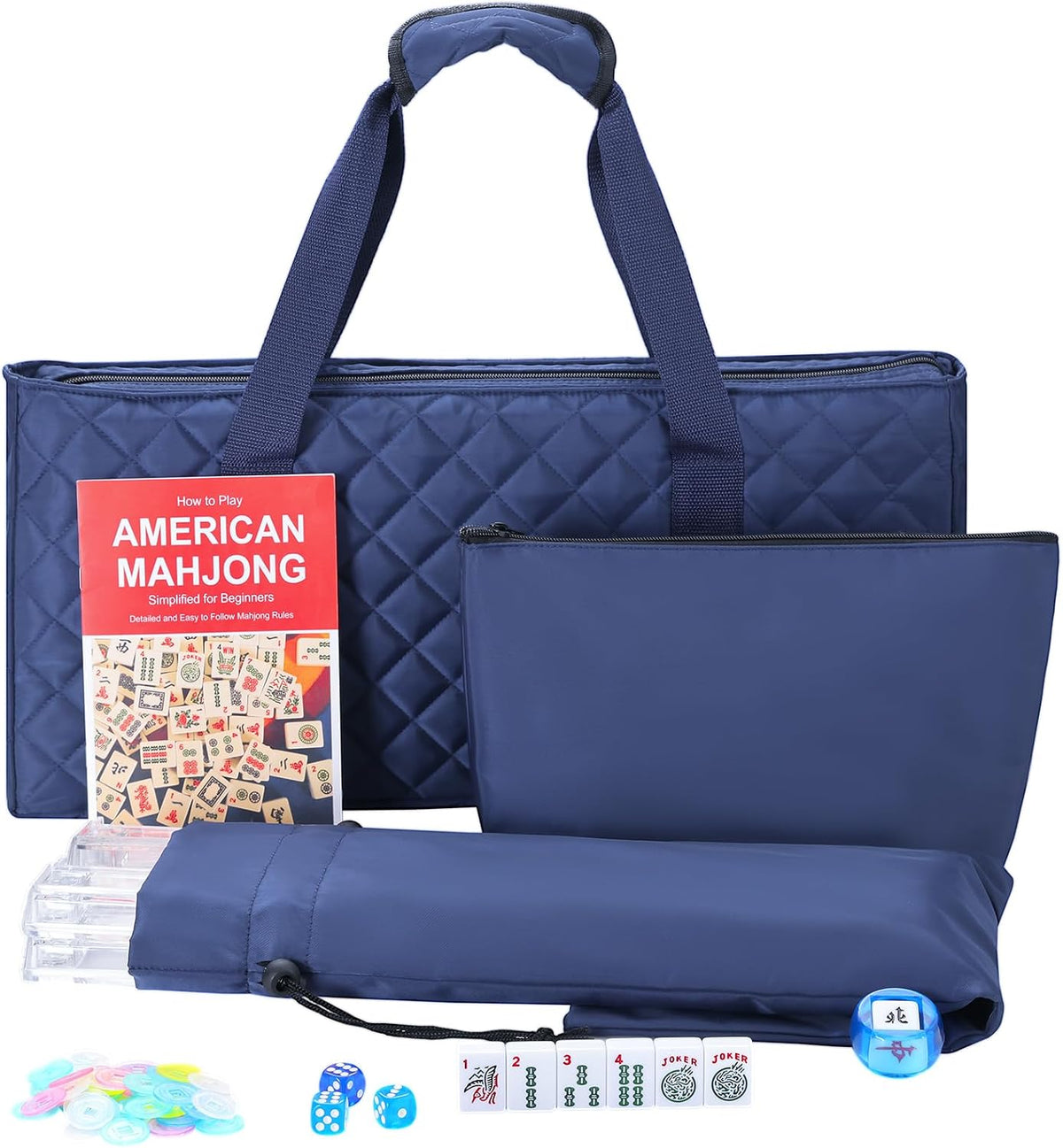 Jongyance American Mahjong Set with Blue Carrying Bag - Dark Blue