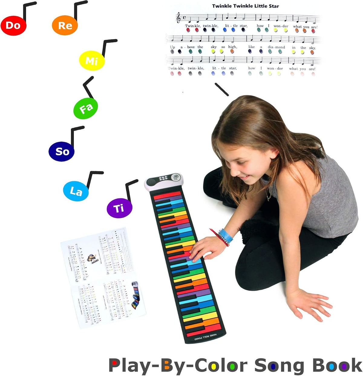 MUKIKIM Rock and Roll It - The Original Rainbow Piano. Roll Up Flexible Piano Keyboard for Kids / - image 3