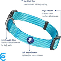 Blueberry Pet Essentials Adjustable Dog Collar in Turquoise | Dog Collars for Medium & Large Dogs | Eco-Friendly Nylon for Boy & Girl Puppies | Stylish & Durable for The Eco-Conscious