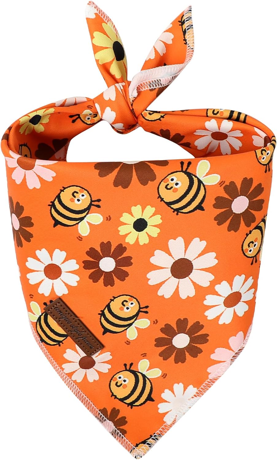 Dog Bandanas 1PC Washable Cotton Triangle Dog Scarfs for Small Medium - Large / Bee Daisy