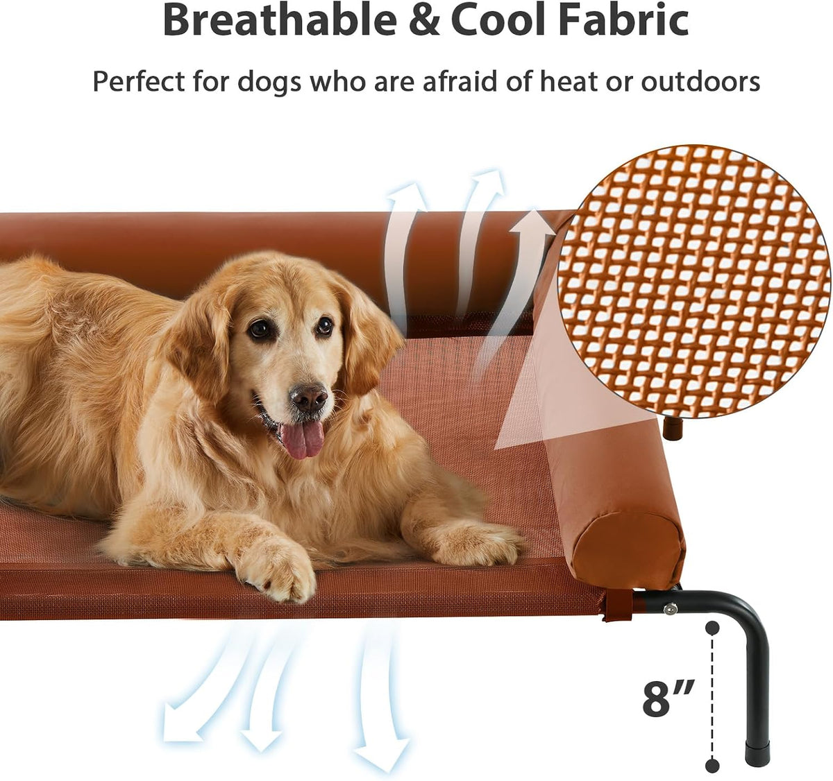 RRPETHOME Elevated Cooling Dog Cot 43x31" - Caramel / 54.0"L x 34.0"W x 8.0"Th - image 3