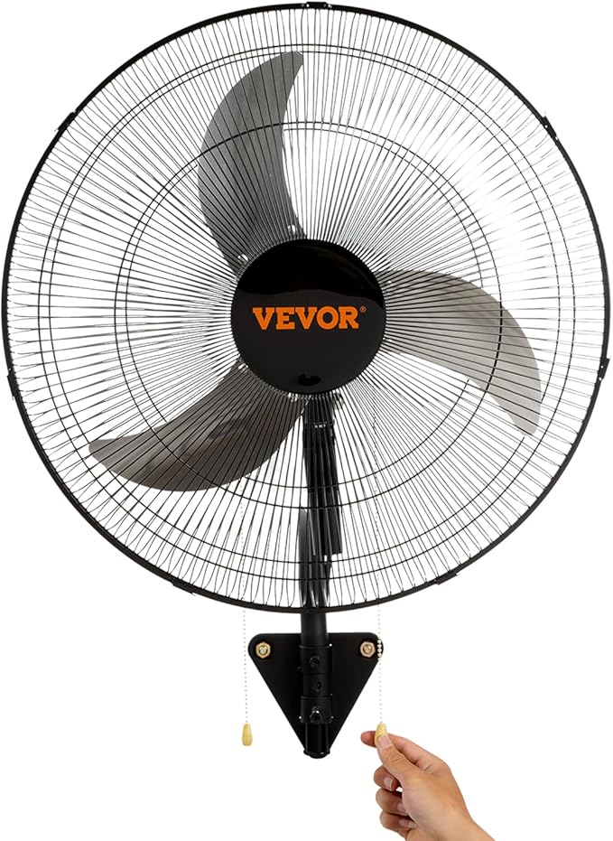 VEVOR Wall Mount Fan, 2 PCS 20 inch Oscillating, 3-speed High Velocity Max. 4000 CFM Industrial Wall Fan for Indoor, Commercial, Residential, Warehouse, Greenhouse, Workshop, Basement, Garage,Black