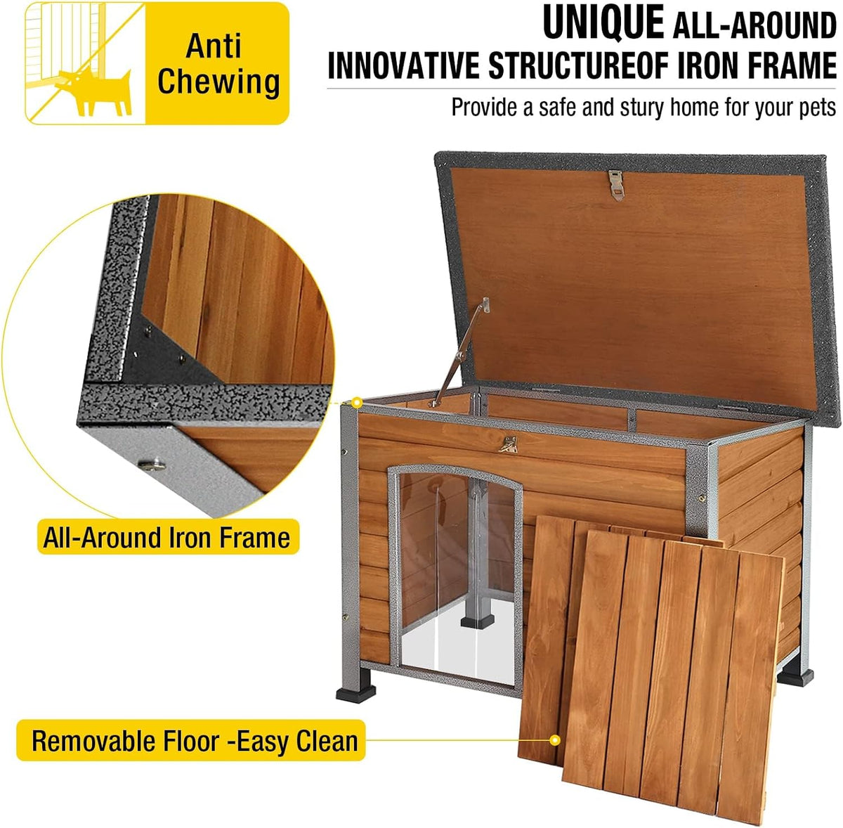 Aivituvin Dog House Outdoor & Indoor Wooden Dog Kennel for Winter - image 4