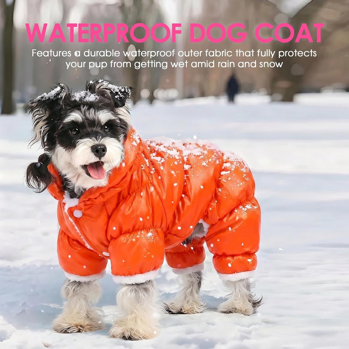 Dog Coat Waterproof Dog Jacket Fullbody Dogs Winter Coat Snowsuit – Essentials for Dogs - Orange / Small - image 2