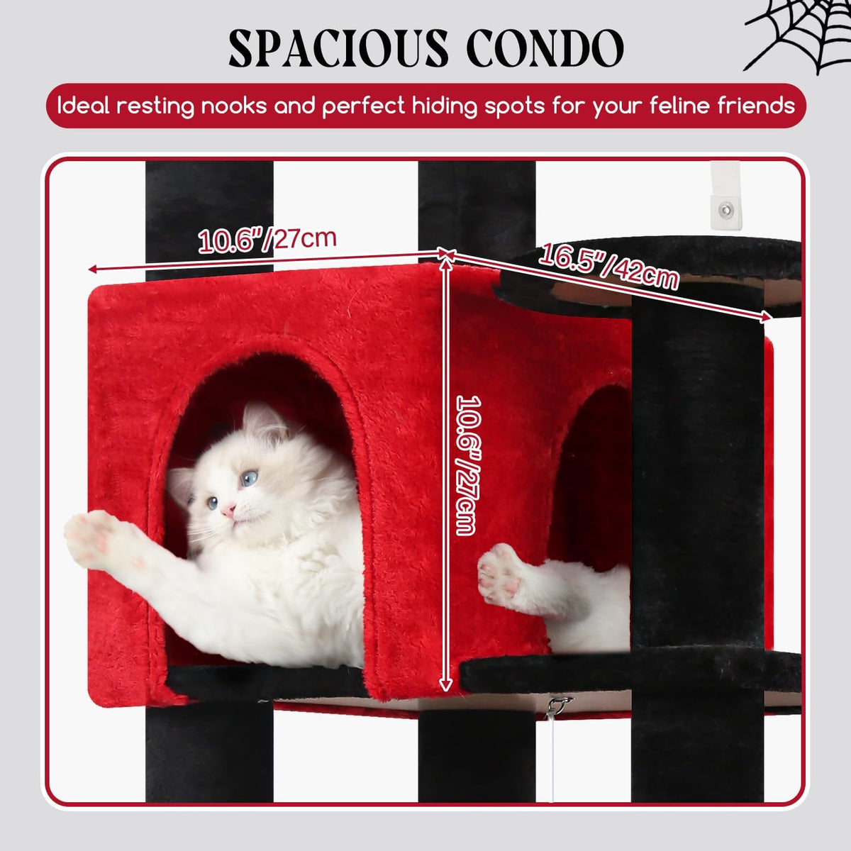 Globlazer 65in Sturdy Cat Tree Tower for Indoor Large Cats, S65 - 65inch / Red Black - image 4