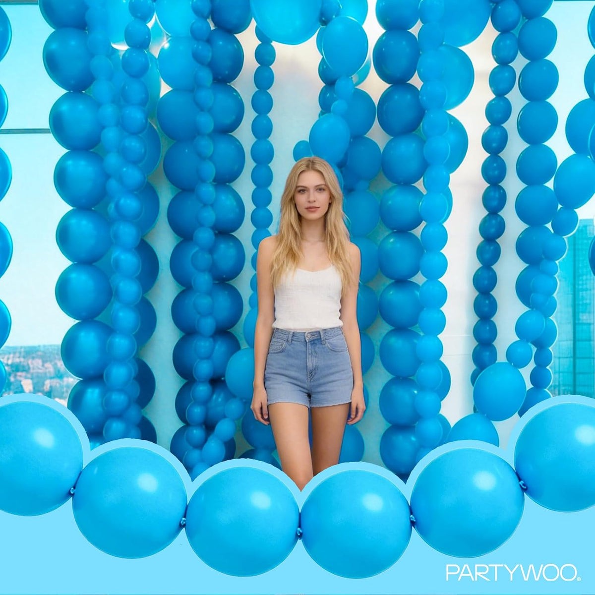 PartyWoo 100 white 6 inch linking balloons for garlands and arches - view 35