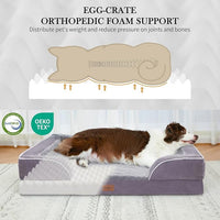 Comfort Expression Medium Dog Beds Waterproof Orthopedic Foam Dog Sofa Beds for Medium Large Dogs Comfy Pet Bed with Washable Removable Cover & Non-Slip Bottom(Medium,Purple)