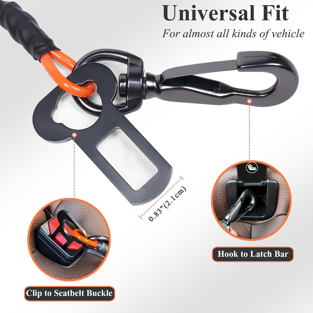 VIVAGLORY Dog Seatbelt Tuffbelt Dog Car Harness, XS - 22 Inch / Orange - image 3